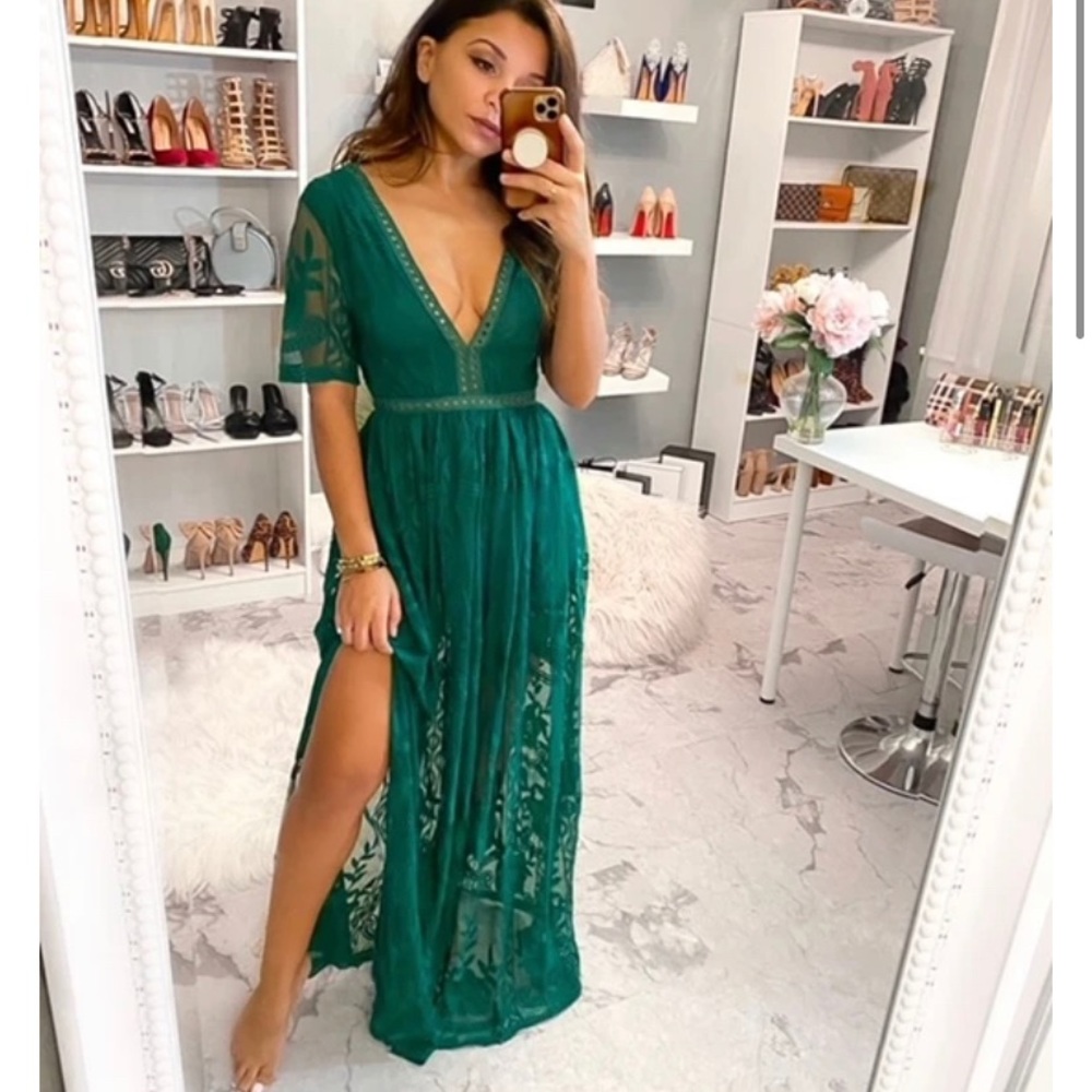 Green Lace Maxi Dress